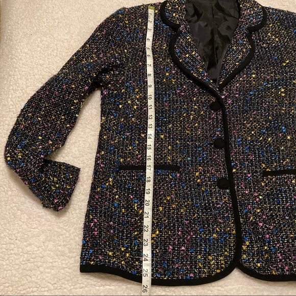 Tweed black colorful “confetti” silver thread business casual blazer - Picture 5 of 5